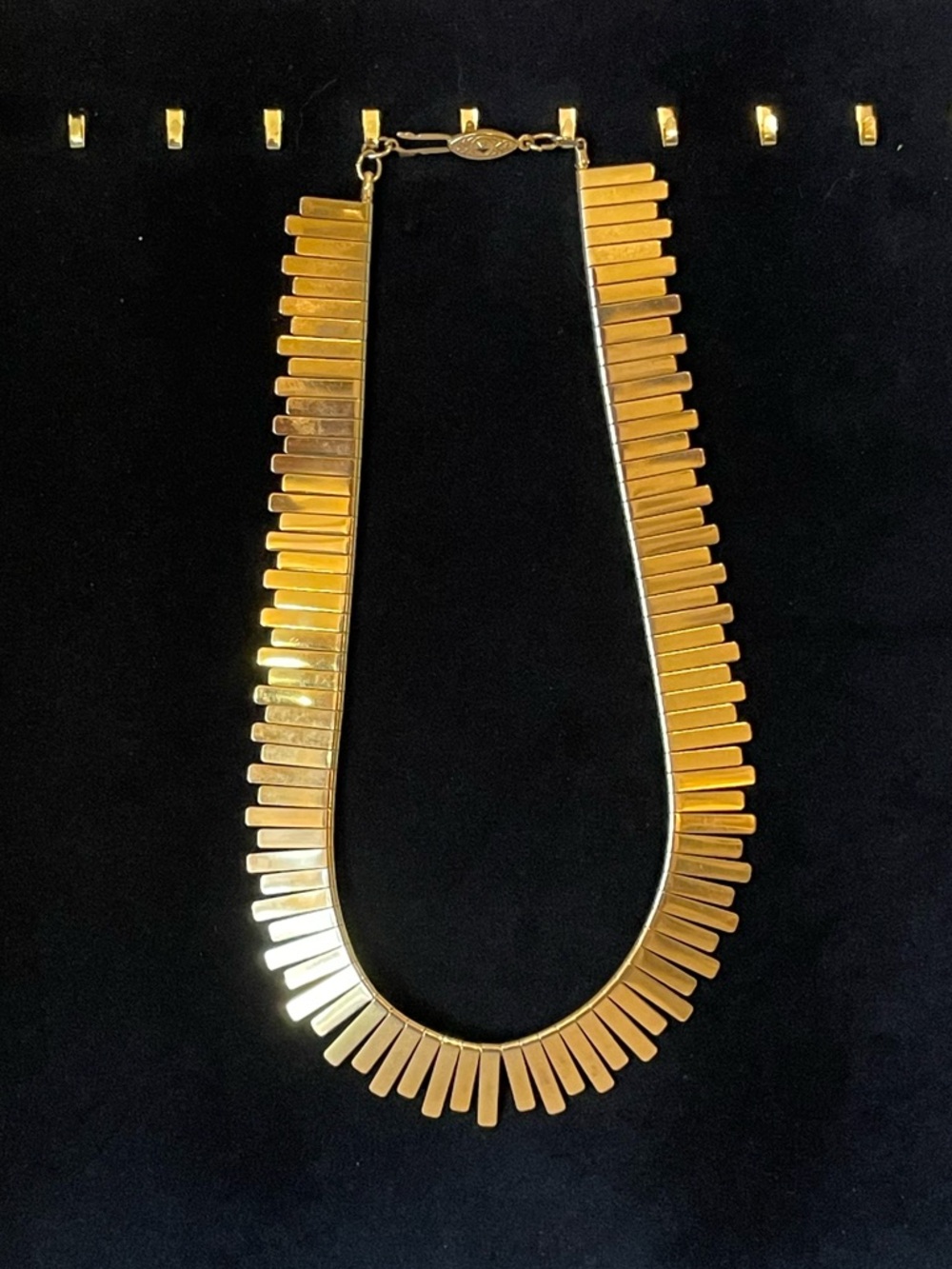 Vintage Gold Tone Fan Fringe Collar Necklace